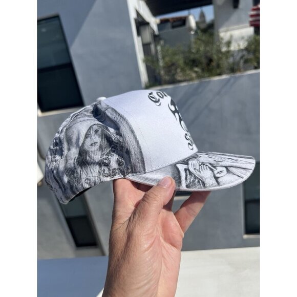 RARE Convict Style hand-drawn white gray cap streetwear skater vintage Y2K - Picture 4 of 9